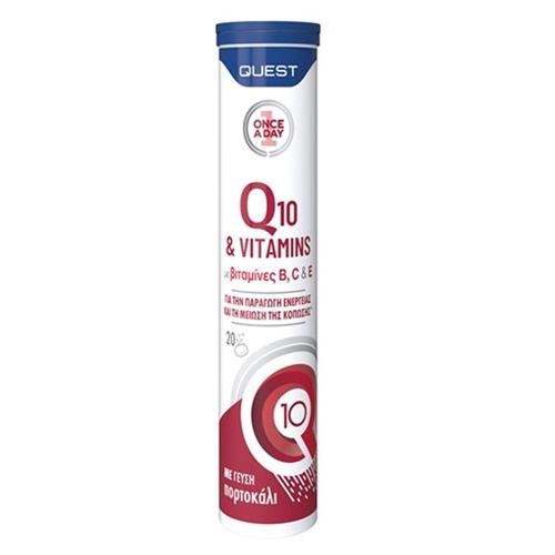 Quest Q10 & Vitamins B, C & E Συμπλήρωμα Διατροφής με Q10 & Βιταμίνες B, C και E για Ενέργεια & Τόνωση με Υπέροχη Γεύση Πορτοκάλι 20 Effer.tabs